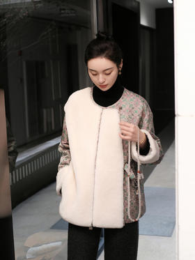 盛唐牡丹 |新中式重缎真丝宋锦羊毛外套 