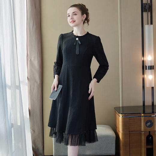 奢姿2025年冬季新款大码女装气质蕾丝连衣裙胖妹妹木耳领时尚裙子9934853239 商品图2