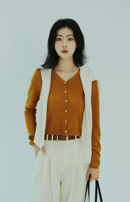 【门店同款】ENJOY春季温柔风V领针织开衫 155844304 商品图0