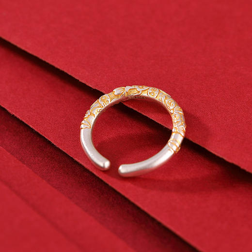 S999.9足银描金国潮民族风，樱花戒指气质复古中国风花朵指环CW-JZ06454 商品图2