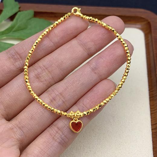 【限时克减150元】足金 #高温珐琅 5G黄金调节高温烧蓝高温珐琅心形红色爱心吊饰心形手链蹦迪珠手链（珐琅配件为古法工艺）(AK5GSL00001)（预售产品下单后不退款不退货不换货不补差价） 商品图2