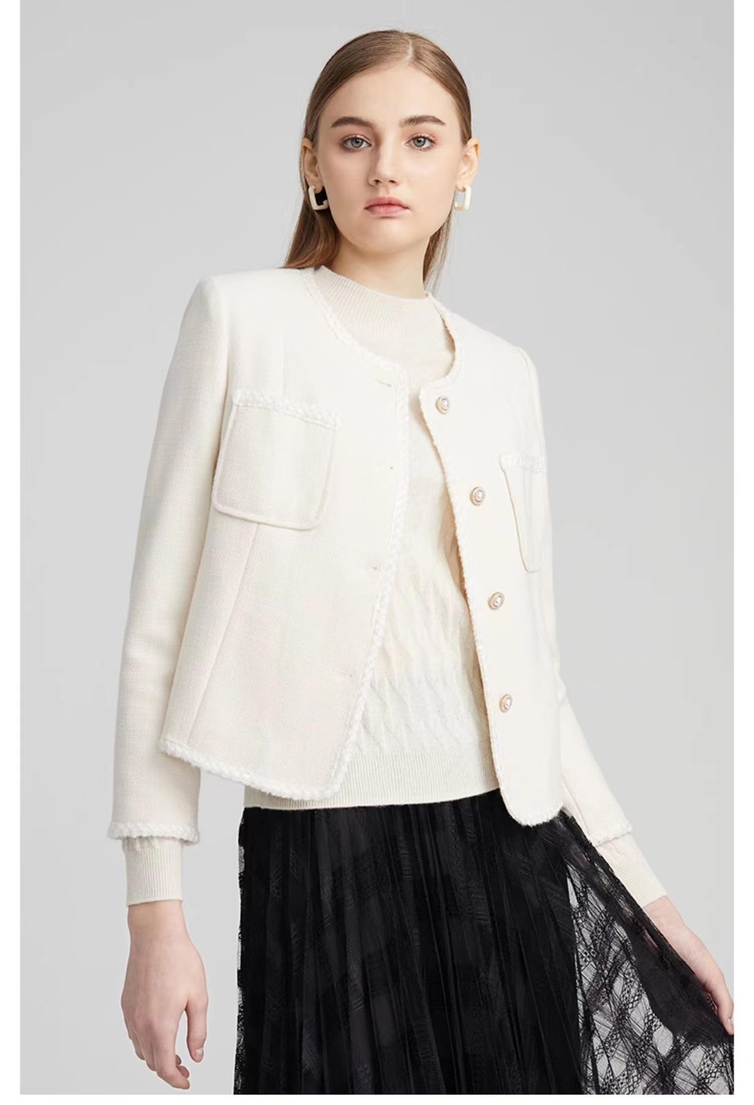 A7128       法式高级感气质修身显瘦百搭小香风外套