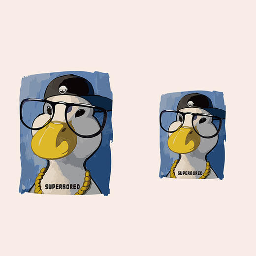 潮牌个性文艺鸭新款图案热转印戴眼镜鸭子A级过粉耐水洗胶印白墨烫画 商品图0