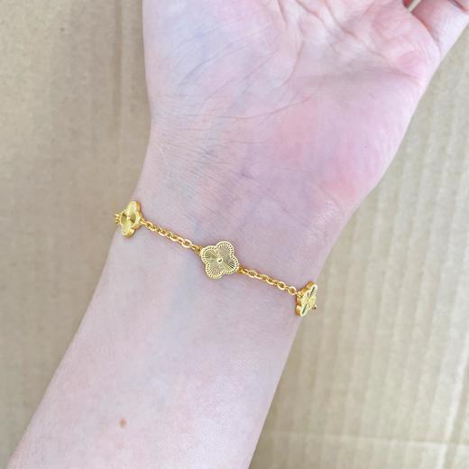 【限时克减150元】足金999 #小红书 (足金999字印)5G黄金双面车花四叶草手链五花手链调节手链（约8.7-9.1mm）(5GSL00234-02)预售产品下单后不退款不退货不换货不补差价 商品图1