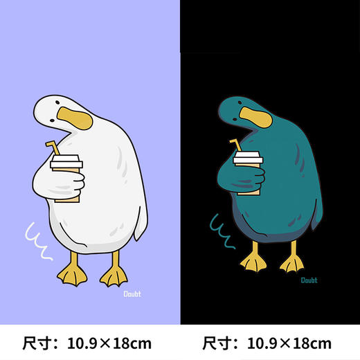 趣味卡通歪脖鸭新款图案热转印鸭子耐水洗胶印白墨烫画 商品图0