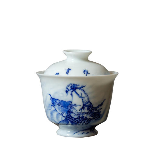 茶香记 画堂春 琴高乘鲤两才盖碗  古典挺拔  自由飘逸 图案经典 商品图4