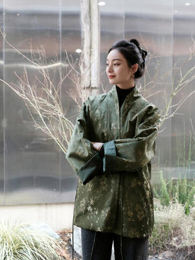 盛唐牡丹 |重缎真丝宋锦对襟双面穿皮衣