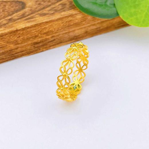 【限时克减150元元】足金999.9 古法镂空实心固口四瓣花环女戒(AIGFJZ00085)（预售产品下单后不退款不退货不换货不补差价（预售产品下单后不退款不退货不换货不补差价 商品图0