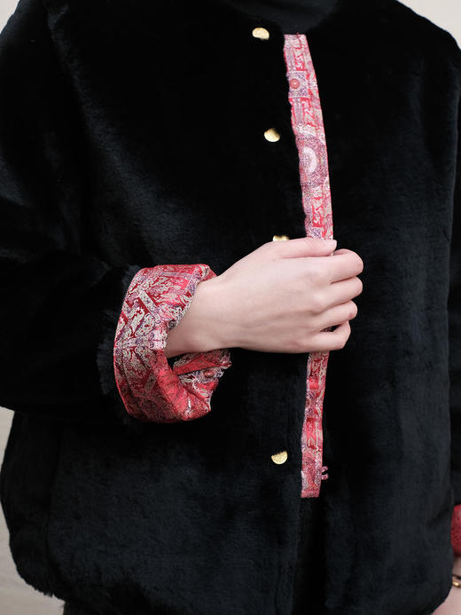 盛唐牡丹 |八达晕纹真丝宋锦羊毛外套 商品图10