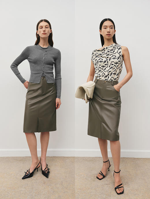 NEW | 极简中腰包臀皮半裙FB5044242 商品图11