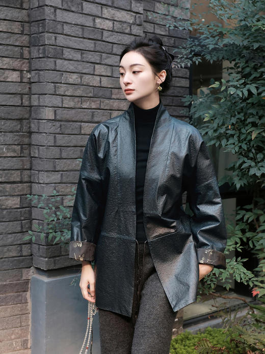  盛唐牡丹 |重缎真丝宋锦双面穿皮衣 商品图2