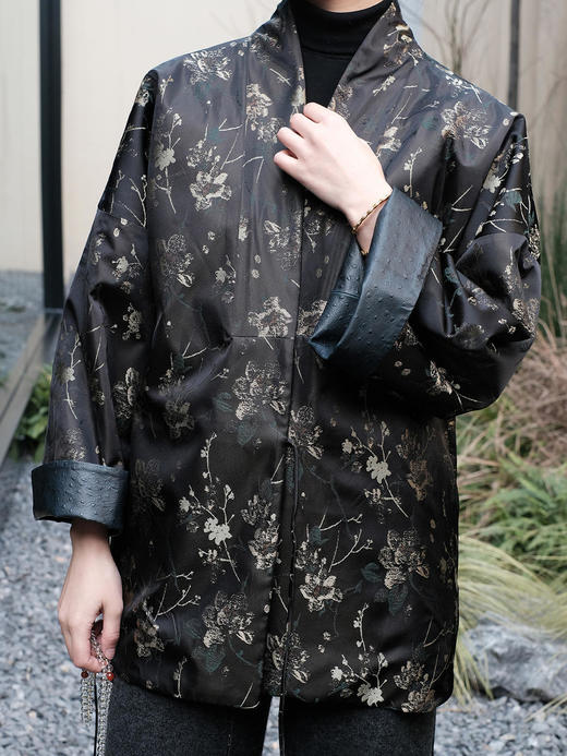  盛唐牡丹 |重缎真丝宋锦双面穿皮衣 商品图1