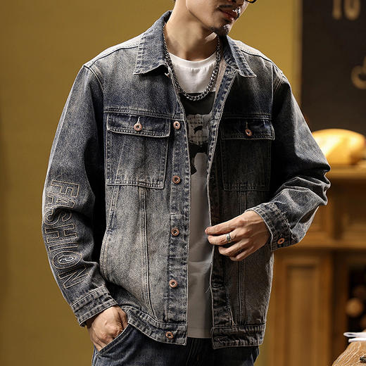 【Q】【新款DQ】大依优型大码牛仔外套新款牛仔衣青年百搭上衣潮款加肥加大胖子 商品图0