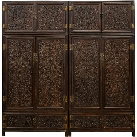 清 红木浮雕西番莲纹六件柜 商品图5