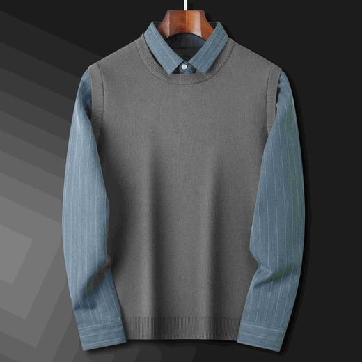 【经典款】罗蒙春秋男装假两件针织衫男士衬衫长袖男士针织衫男 商品图1