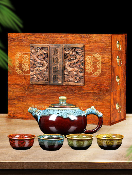 优选丨龙鹏盛世四层六大茗茶礼盒装 木质礼盒+六大茗茶配套茶具 商品图7
