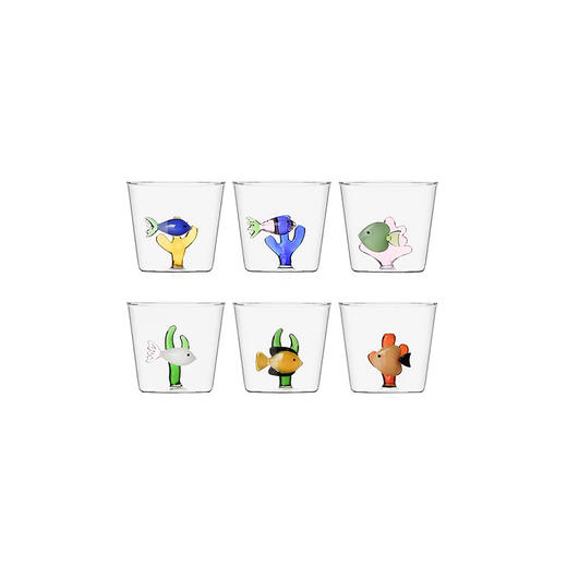 Ichendorf 玻璃水杯 珊瑚⻥350ml  意大利创意手工立体动物透明玻璃水杯 商品图0