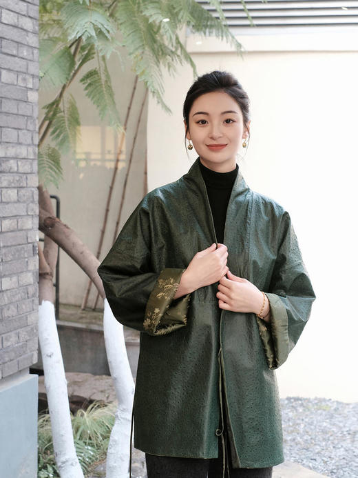 盛唐牡丹 |重缎真丝宋锦对襟双面穿皮衣 商品图10