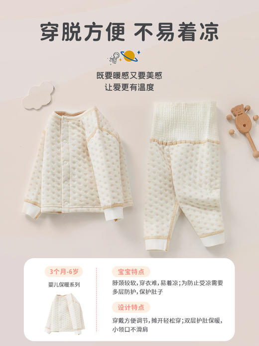 春秋季【婴儿纯棉a类衣服 三层保暖内衣】分体儿童内衣套装 高腰宝宝衣服 商品图2