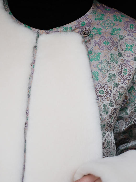 盛唐牡丹 |新中式重缎真丝宋锦羊毛外套  商品图12