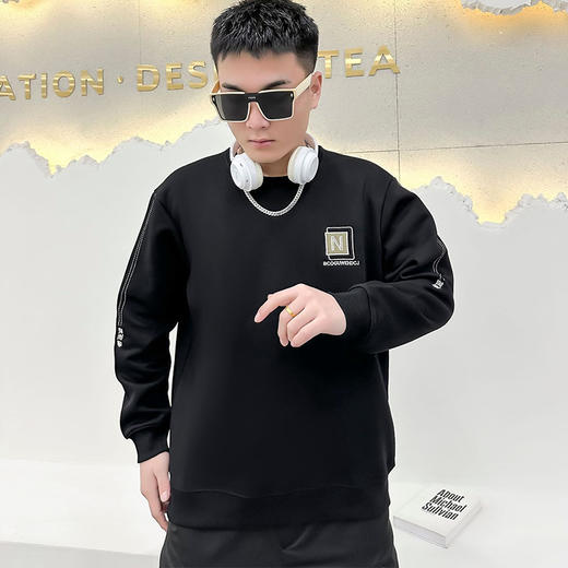 【新款DX】大依优型大码圆领卫衣加肥加大宽松大码男装休闲潮牌上衣男士胖子 商品图0