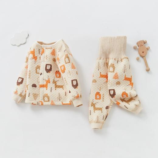 春秋季【婴儿纯棉a类衣服 三层保暖内衣】分体儿童内衣套装 高腰宝宝衣服 商品图5