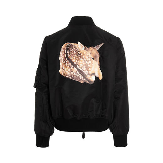 BURBERRY 巴宝莉 男士鹿图案尼龙飞行夹克棉服 黑色 8056117 A1189 商品图1