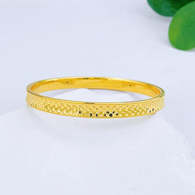 【限时克减150元】足金 【精品】3D硬金空心CNC固口弧面鱼鳞手镯（面宽约6-6.5mm）(AR3DSZ00008)（预售产品下单后不退款不退货不换货不补差价）