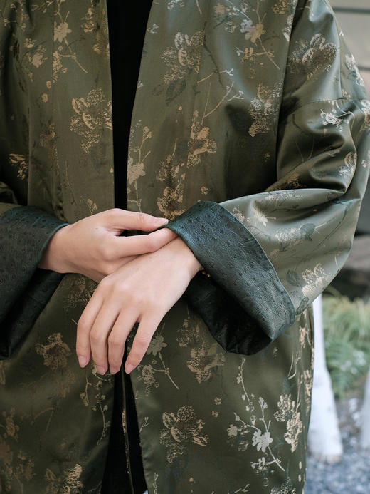 盛唐牡丹 |重缎真丝宋锦对襟双面穿皮衣 商品图7