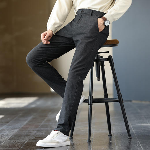 1Z130J855A【双面磨毛 含羊毛】罗蒙秋冬季男装加厚保暖男长裤休闲裤男商务西裤男士西装裤子男 商品图7
