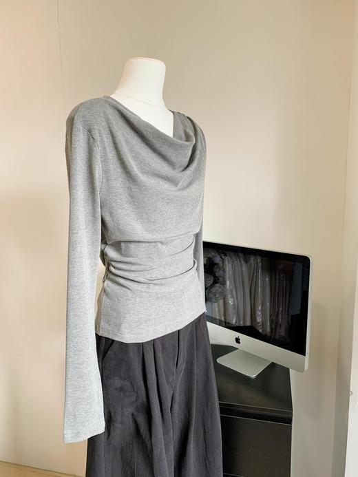 春秋【法式复古 荡领长袖打底衫女】气质修身春装 时尚T恤上衣衣服女 商品图1