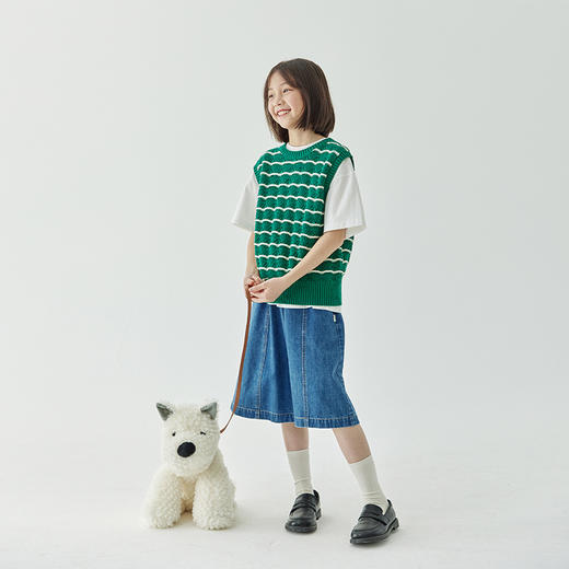 棵初春款儿童波浪纹针织背心马甲母女亲子款条纹撞色坎肩 商品图2
