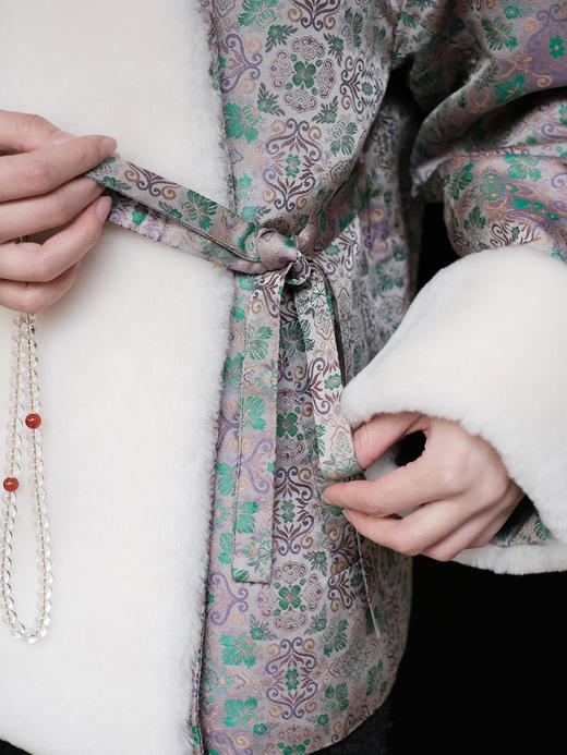 盛唐牡丹 |新中式重缎真丝宋锦羊毛外套  商品图11