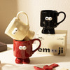 摩登主妇陶瓷马克杯可爱表情高脚杯子情侣水杯红色家用喝水早餐杯 商品缩略图0