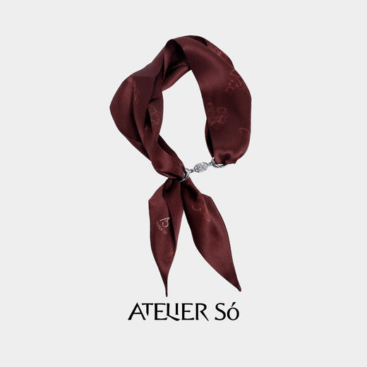 ATELIERSÓ 24SS 胶囊系列-樱桃红克拉印花丝巾 商品图0