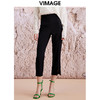 VIMAGE纬漫纪春季新款高腰纯色显瘦开叉裤子V2105732 商品缩略图0