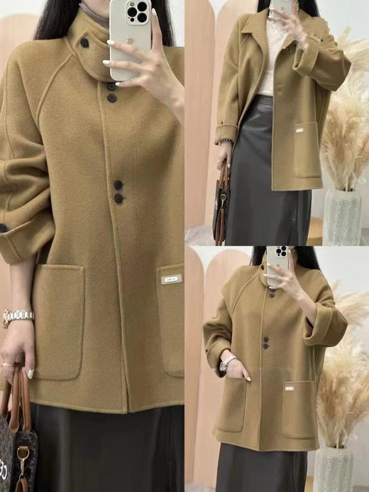 漆黑色绵羊毛大衣LZ6C02 商品图4