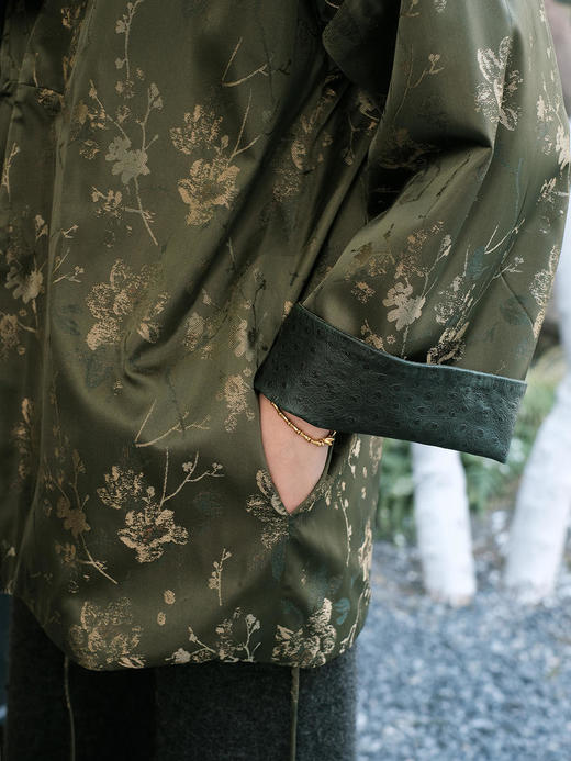 盛唐牡丹 |重缎真丝宋锦对襟双面穿皮衣 商品图8