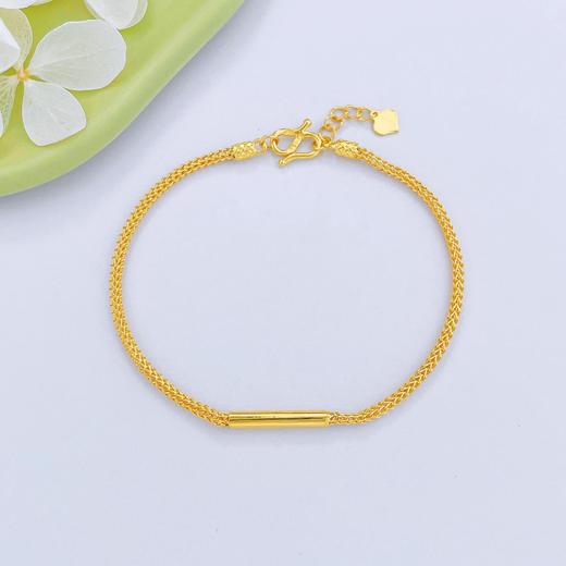 【限时克减150元】足金999.9  调节一字形圆管手链(AF050SL00085)（预售产品下单后不退款不退货不换货不补差价） 商品图0