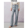 VIMAGE纬漫纪春季新款时尚休闲显瘦高腰百搭牛仔裤V2105718 商品缩略图4