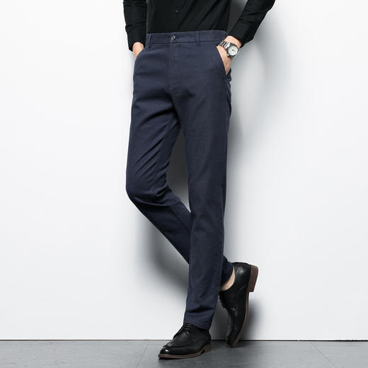 【热卖爆款】罗蒙春秋微弹力休闲裤男士商务休闲时尚百搭纯色直筒小脚裤男长裤 商品图1