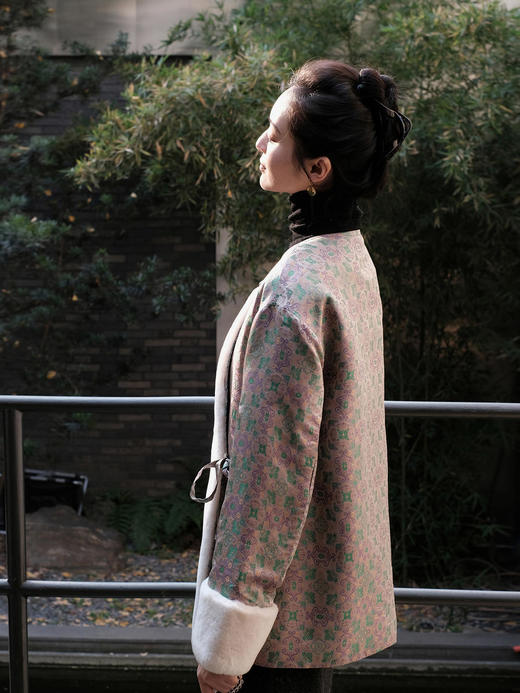 盛唐牡丹 |新中式重缎真丝宋锦羊毛外套  商品图8