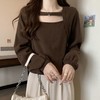 【大码长袖T恤女 2025年春秋新款】胖mm 设计感小众 镂空遮肚 显瘦上衣服 商品缩略图2