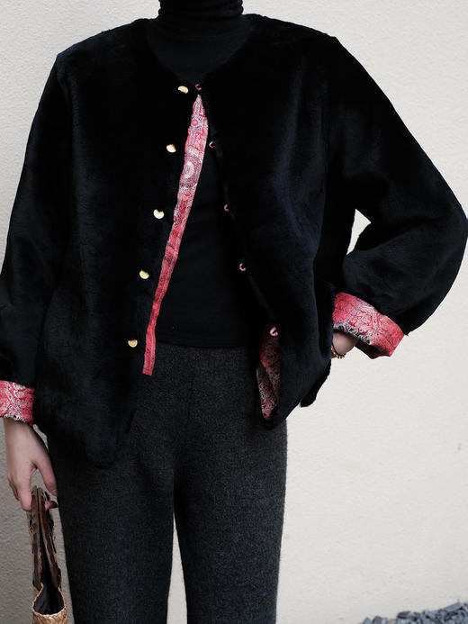 盛唐牡丹 |八达晕纹真丝宋锦羊毛外套 商品图12