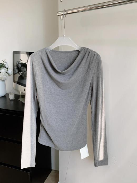 春秋【法式复古 荡领长袖打底衫女】气质修身春装 时尚T恤上衣衣服女 商品图2