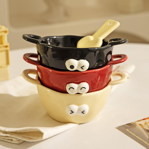 摩登主妇双耳碗好看的饭碗盘家用2024新款陶瓷情侣碗沙拉酸奶碗 商品图0