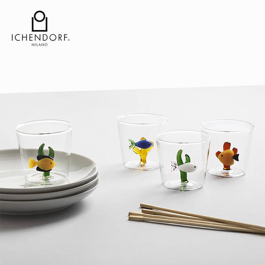 Ichendorf 玻璃水杯 珊瑚⻥350ml  意大利创意手工立体动物透明玻璃水杯 商品图2