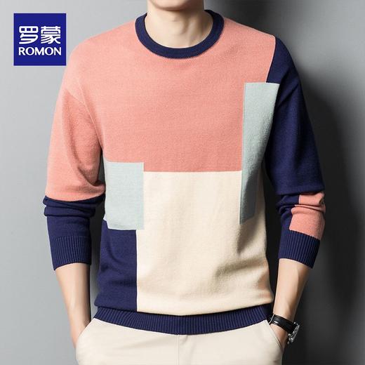 【撞色拼接】罗蒙秋冬针织衫男士时尚毛衣舒适男士打底外穿毛衣针织卫衣 商品图1