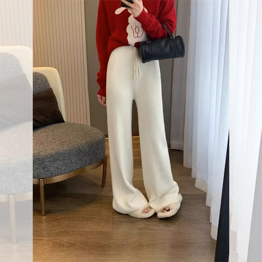 <曾小咸推荐>  高克重加绒加厚保暖阔腿针织裤休闲裤 商品图0