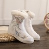 【麟凤 】羽绒加绒保暖毛口靴，中国风内增高防水绣花短靴TM-001 商品缩略图0